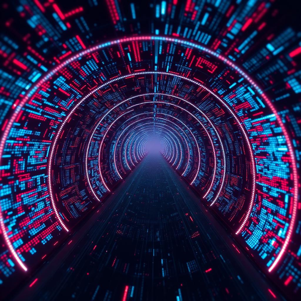 Data Tunnel — Cyberpunk AI artwork